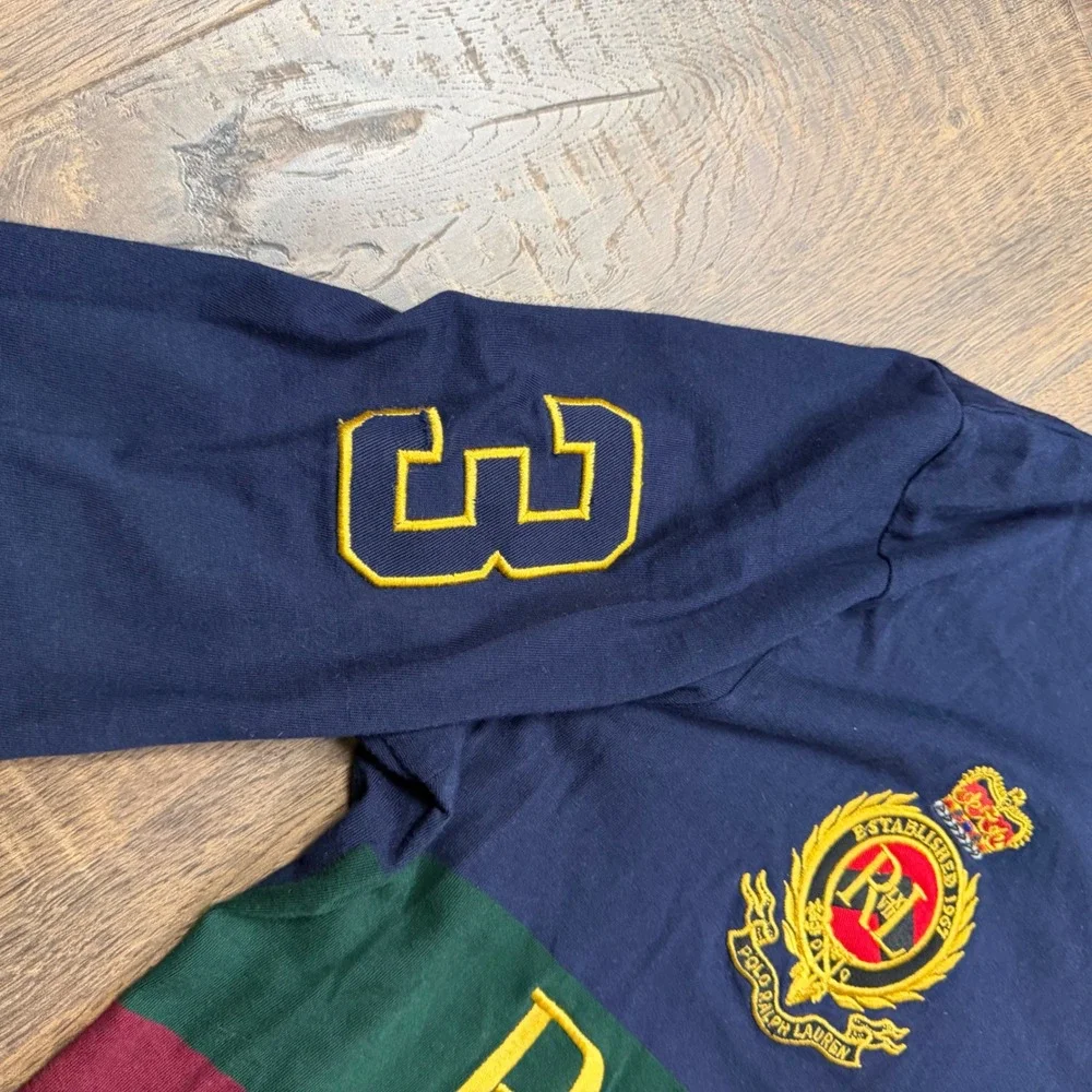 Polo Ralph Lauren Big Pony Crest Spell out #3 Long Sleeve Shirt Men's XL